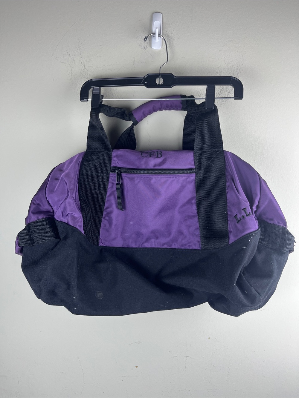 L.L. Bean Purple Black Weekend Duffel Bag Travel Carry On Monogrammed